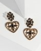 Black Diamond Heart Stud Earrings