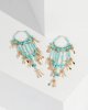 Blue Metal And Beaded Tassel Drop Earrings