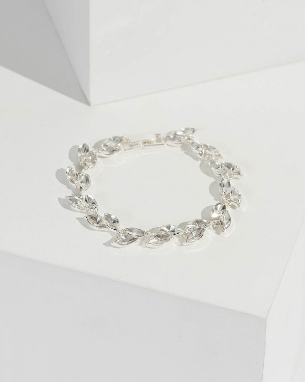 Silver Multi Teardrop Crystal Bracelet